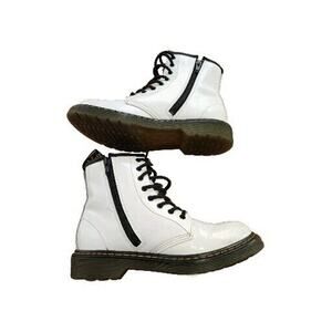 Dr. Martens White 1460‎ J Patent Leather Lace-Up Zipper Boots Size US 6/EU 36